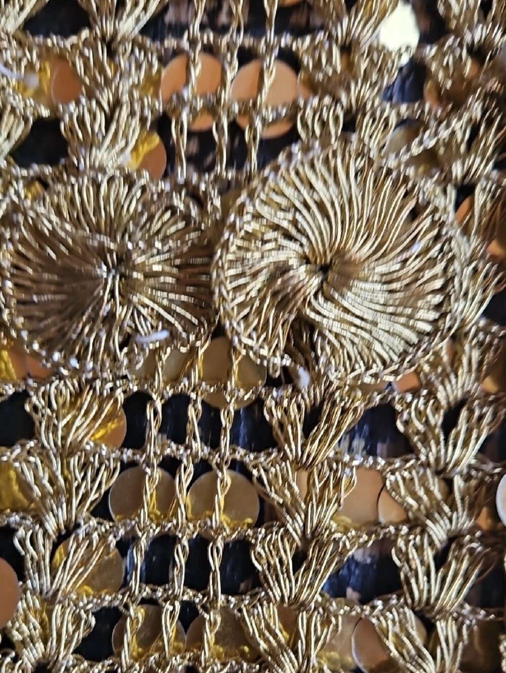 Vintage Women's Gold Sequin Crochet Vest - Shimmering Open-Knit Layer - Picture 13 of 17